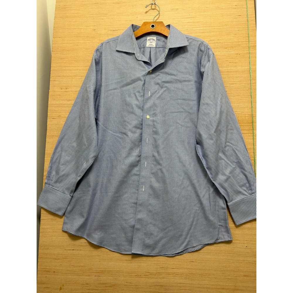 Brooks Brothers Mens Slim Fit Non Iron Dress Shirt‎ 16 1/2 34/35 Blue Gingham
